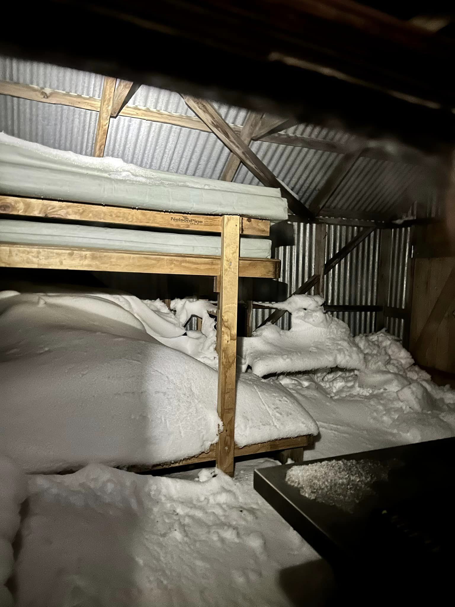 Even the bunk beds were blanketed in snow.
