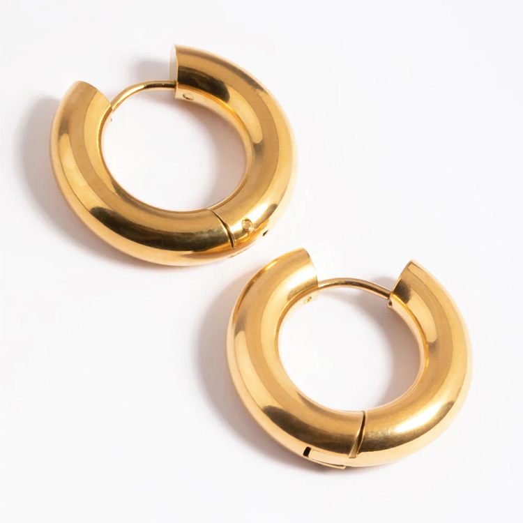 Gold Plated Sterling Silver Small Chubby Hoop Earrings - Lovisa