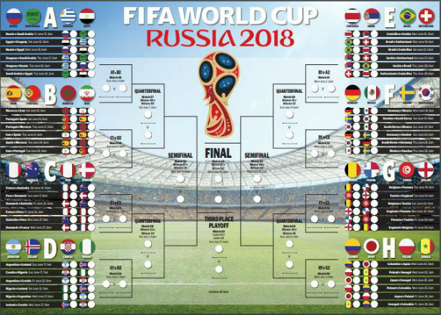 Russia 2018 Fixtures Wall Chart Stuff